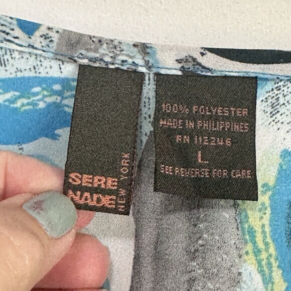 Sere‎ Nade Top L Sleeveless Smocked Waist Hanky Hem Summer Party Cocktail Blouse - Picture 7 of 11